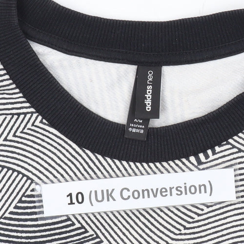 Adidas Neo Womens Black White Sweatshirt UK 10 Cotton Blend