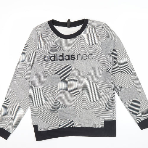Adidas Neo Womens Black White Sweatshirt UK 10 Cotton Blend