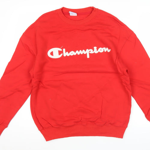 Champion Mens Red Medium Pullover Sweatshirt Logo Crew Neck