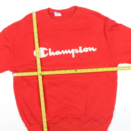 Champion Mens Red Medium Pullover Sweatshirt Logo Crew Neck