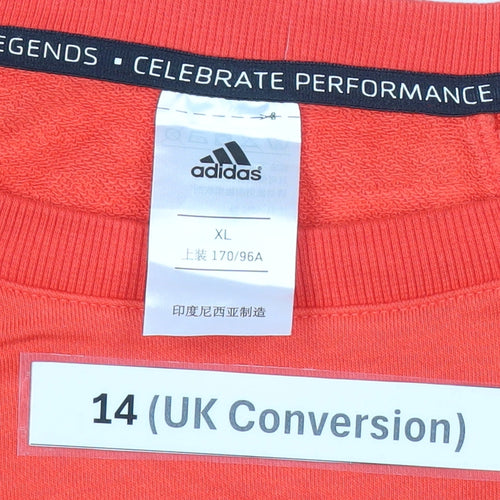 Adidas Womens Red Sweatshirt UK 14 XL Long Sleeve Crew Neck Sports Top