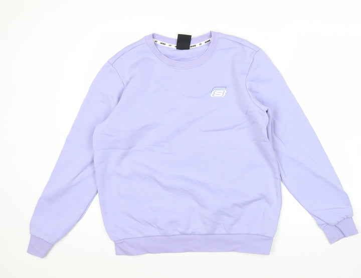Skechers Womens Purple Logo Pullover Sweatshirt Size 12 UK