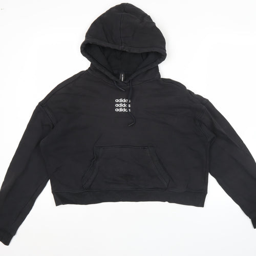 Adidas Womens Black Size 10 Pullover Hoodie Sweatshirt with Logo
