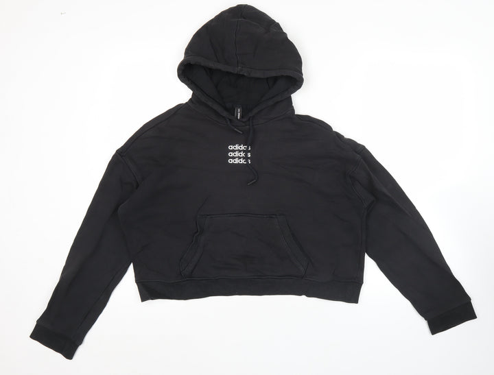 Adidas Womens Black Size 10 Pullover Hoodie Sweatshirt with Logo