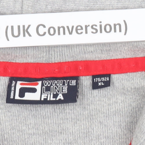 Fila Mens Grey Henley Hoodie Size M Hooded Sweatshirt Logo Sports