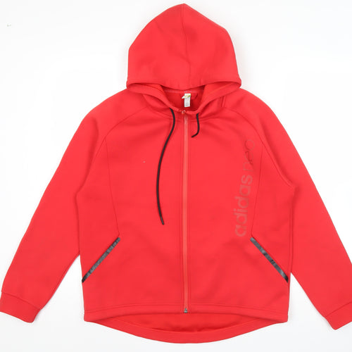 Adidas Men’s Red Full Zip Hoodie S Logo Sports Training