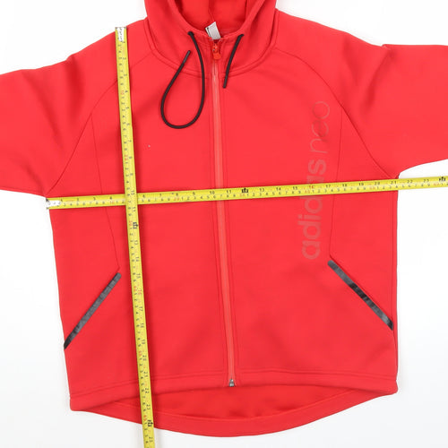 Adidas Men’s Red Full Zip Hoodie S Logo Sports Training