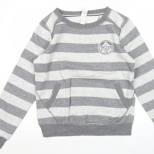 Domyos Men’s Grey Striped Sweatshirt M Regular Fit Pullover