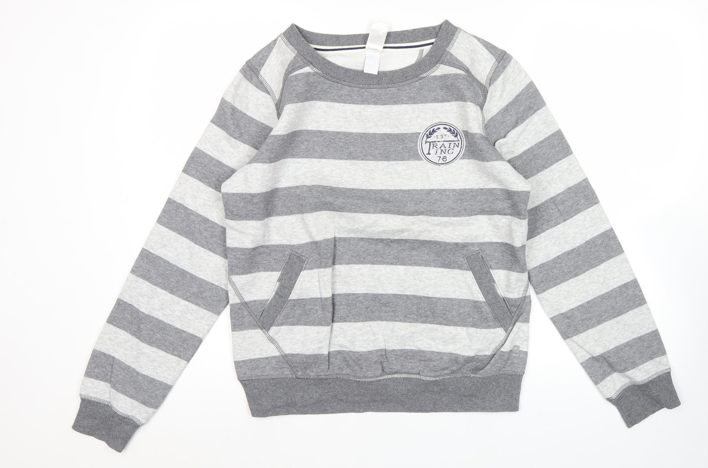 Domyos Men’s Grey Striped Sweatshirt M Regular Fit Pullover