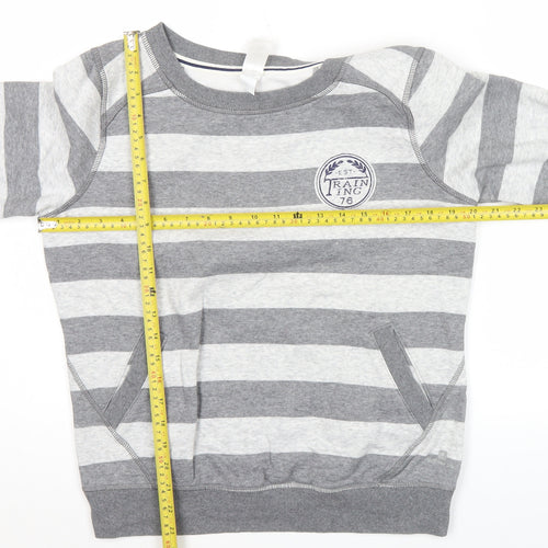 Domyos Men’s Grey Striped Sweatshirt M Regular Fit Pullover
