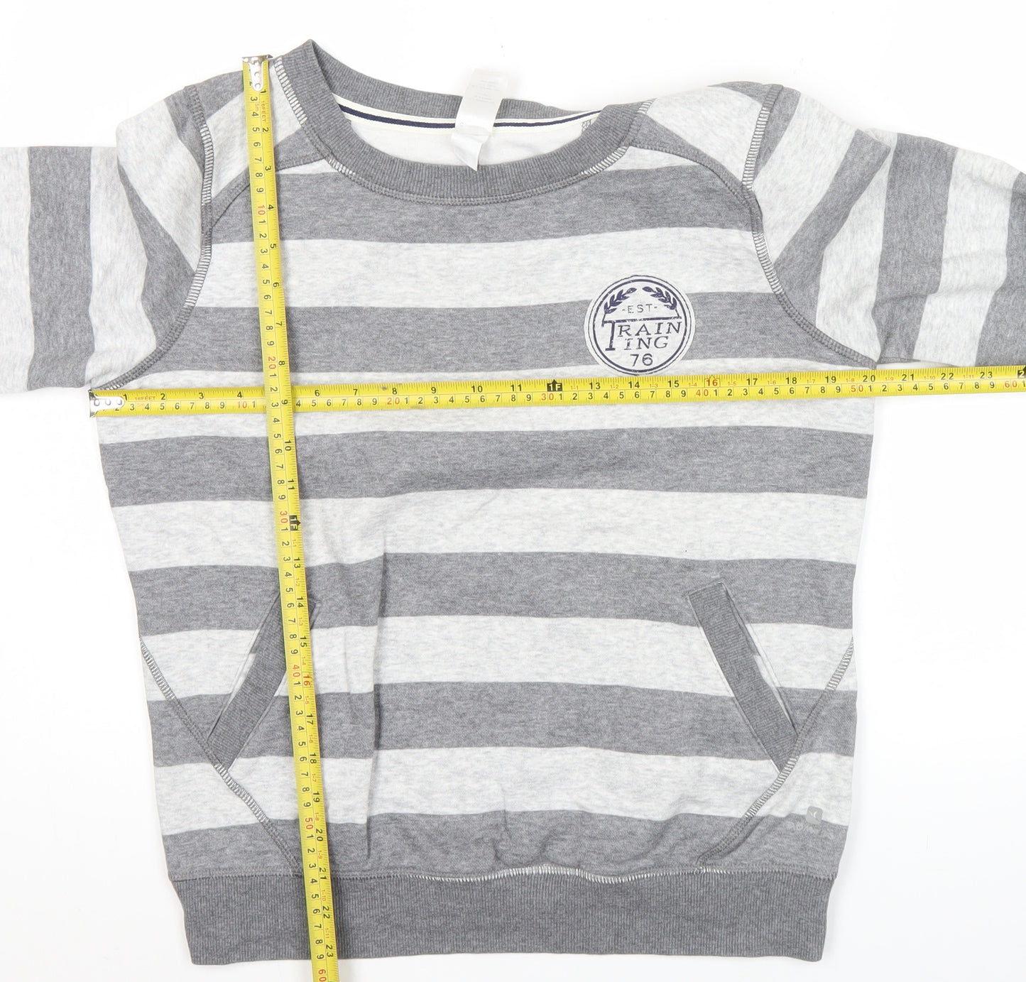 Domyos Men’s Grey Striped Sweatshirt M Regular Fit Pullover