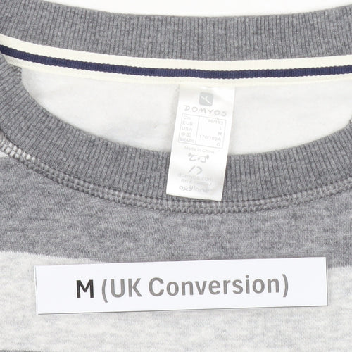 Domyos Men’s Grey Striped Sweatshirt M Regular Fit Pullover
