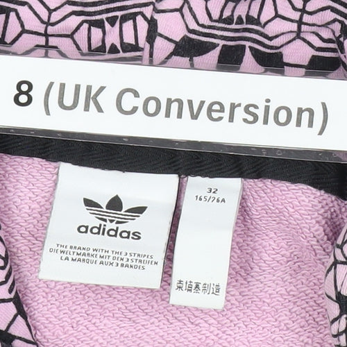 Adidas Womens Black Hoodie UK 8 Pullover Cotton 1/2 Zip Logo