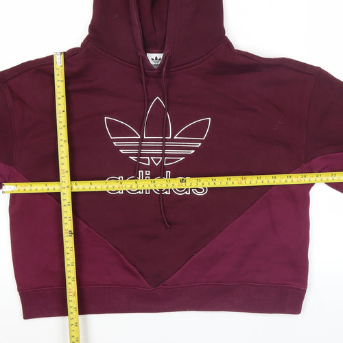 Adidas Women’s Burgundy Hoodie UK 8 Pullover Logo Cotton Blend