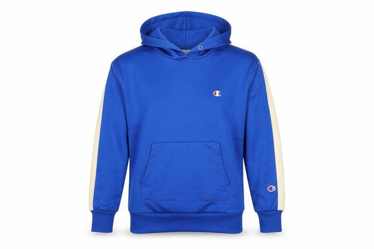 Front view of Champion Women's Blue Pullover Hoodie, size M, Polyester Blend