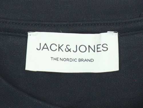 Jack & Jones Men’s Black Colourblock Sweatshirt XS Crew Neck