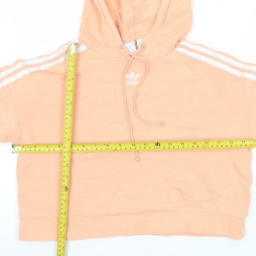Adidas Womens Pink Cropped Pullover Hoodie Size 6 Cotton Casual