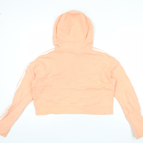 Adidas Womens Pink Cropped Pullover Hoodie Size 6 Cotton Casual