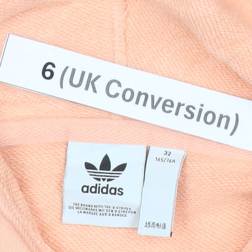 Adidas Womens Pink Cropped Pullover Hoodie Size 6 Cotton Casual