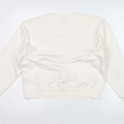Nike Women’s White Graphic Logo Sweatshirt Size L Cotton Blend