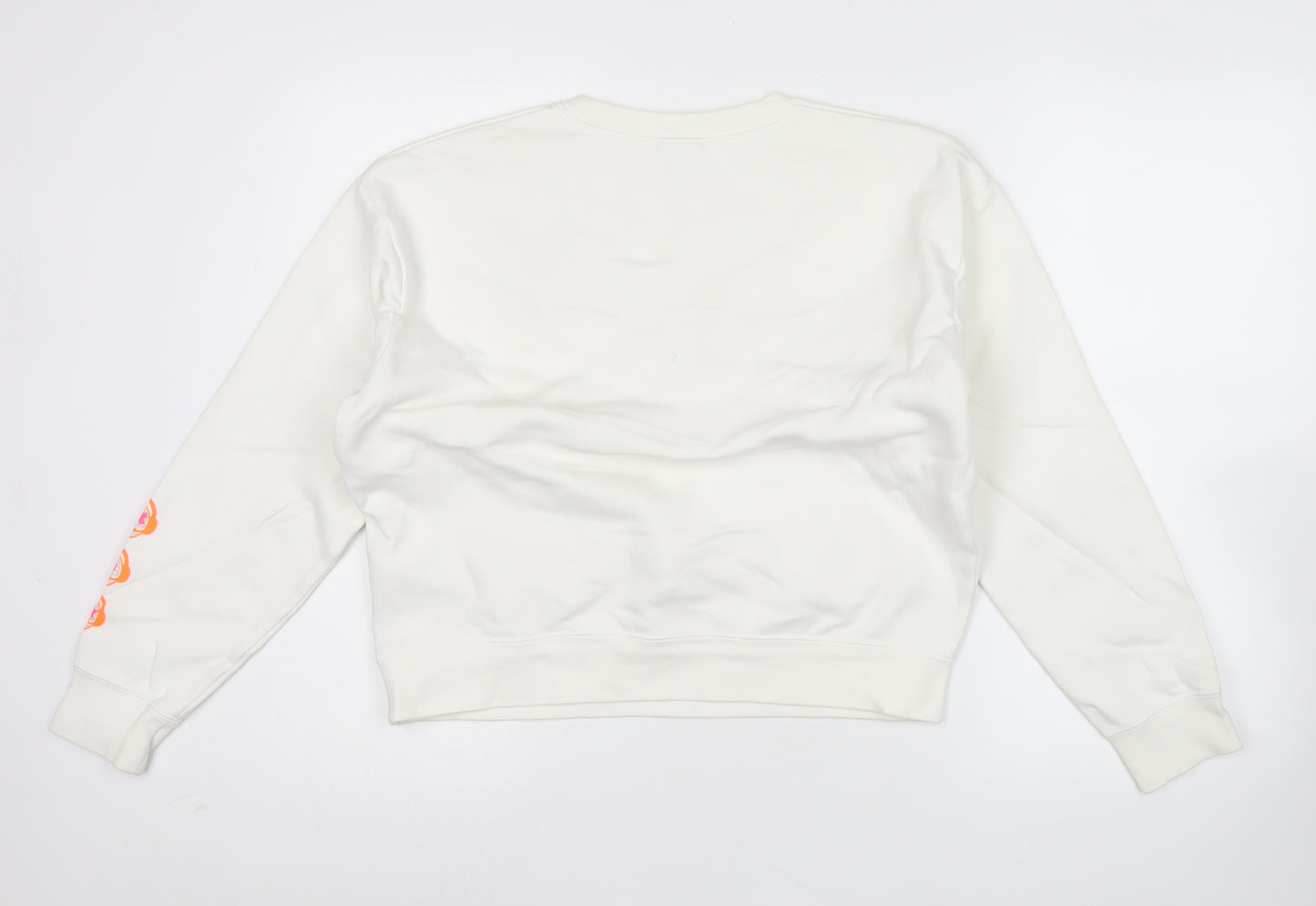 Nike Women’s White Graphic Logo Sweatshirt Size L Cotton Blend