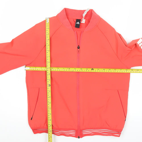 Adidas Womens Red Track Jacket M Full Zip Lightweight Sportswear