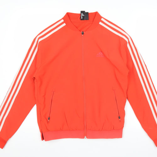 Adidas Womens Red Track Jacket Size 10 Full Zip Long Sleeve Activewear