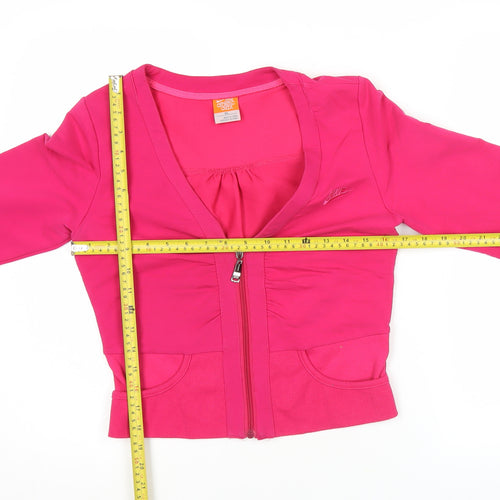 Nike Womens Pink XL Cropped Full Zip Cotton Activewear Jacket