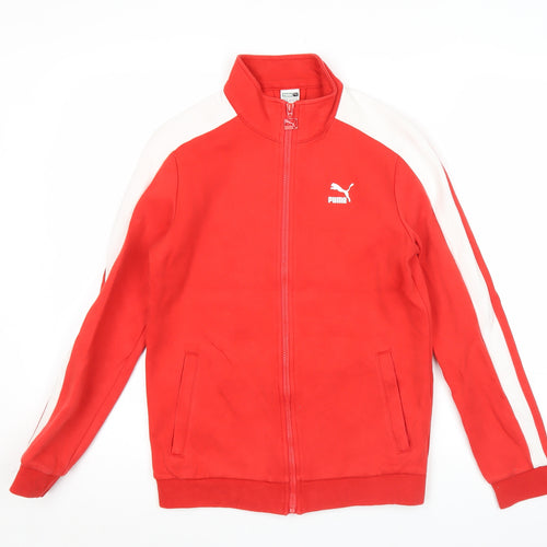 Puma Boys Red Track Jacket 13-14 Years Full Zip Cotton Blend Sportswear