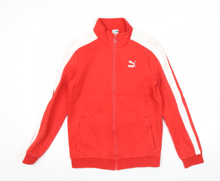 Puma Boys Red Track Jacket 13-14 Years Full Zip Cotton Blend Sportswear