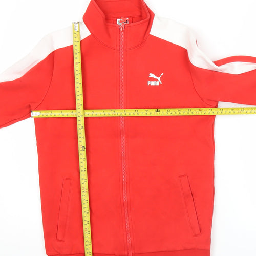 Puma Boys Red Track Jacket 13-14 Years Full Zip Cotton Blend Sportswear