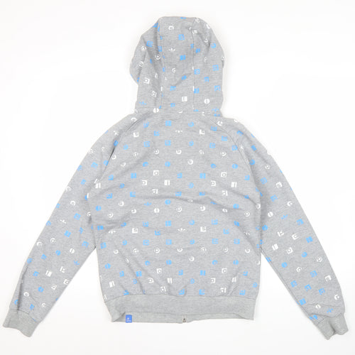 Adidas Womens Grey Hoodie XL Full Zip Cotton Logo Print Sweatshirt