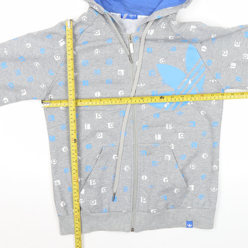 Adidas Womens Grey Hoodie XL Full Zip Cotton Logo Print Sweatshirt