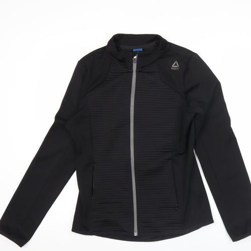Reebok Womens Black Size 12 Track Jacket Slim Fit Full Zip