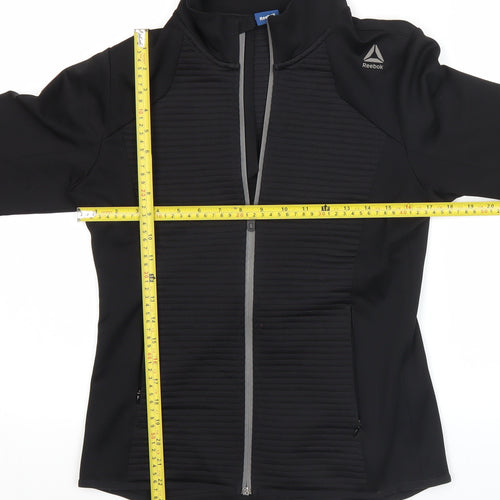 Reebok Womens Black Size 12 Track Jacket Slim Fit Full Zip