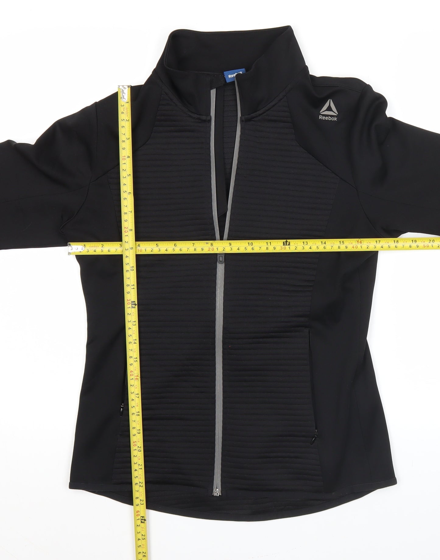Reebok Womens Black Size 12 Track Jacket Slim Fit Full Zip