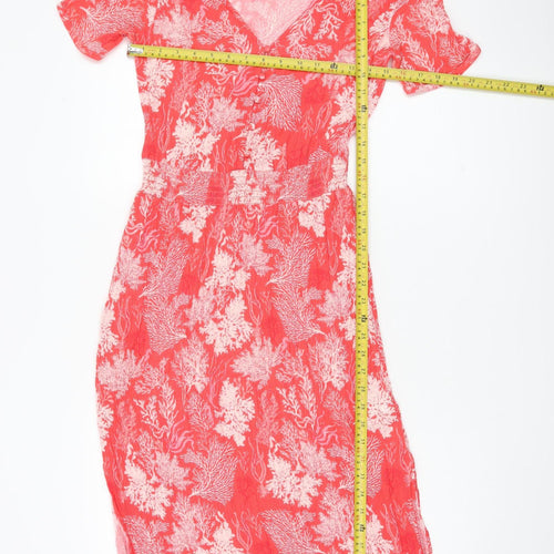Hush Women’s Red Floral Midi A-Line Summer Dress Size 6
