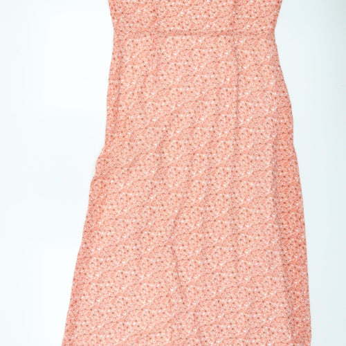 NA-KD Women’s Pink Floral Maxi Dress Size 12 Scoop Neck Lined