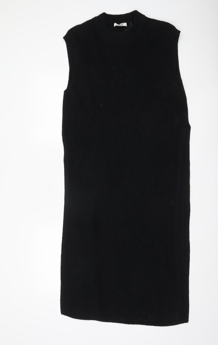 H&M Women’s Black Knit Shift Dress Size 8 Sleeveless Winter