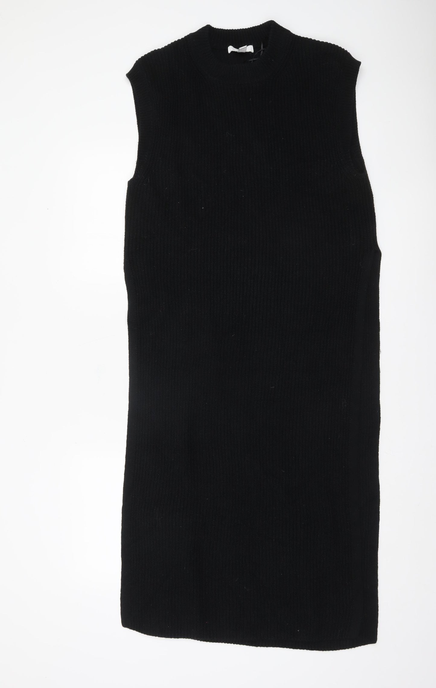 H&M Women’s Black Knit Shift Dress Size 8 Sleeveless Winter
