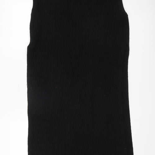 H&M Women’s Black Knit Shift Dress Size 8 Sleeveless Winter