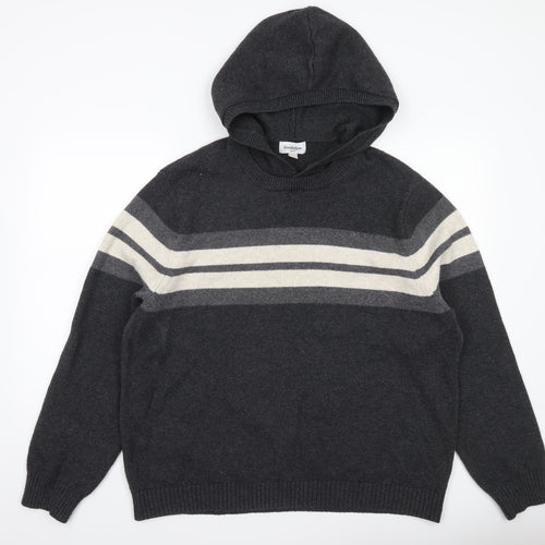 Goodfellow & Co Men’s Grey XL Hooded Pullover Striped Jumper