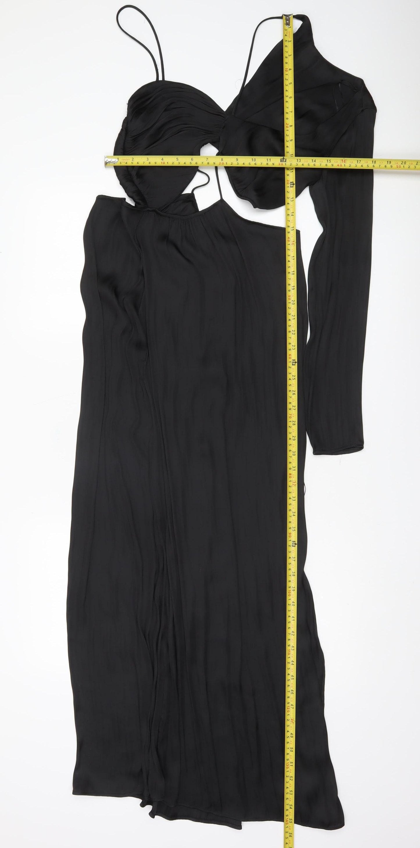 Zara Women Black One Shoulder Cut Out Midi Bodycon Dress Size 14