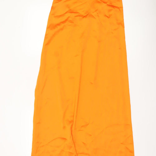 Stradivarius Women’s Orange Size 12 Slip Midi Dress Summer Party