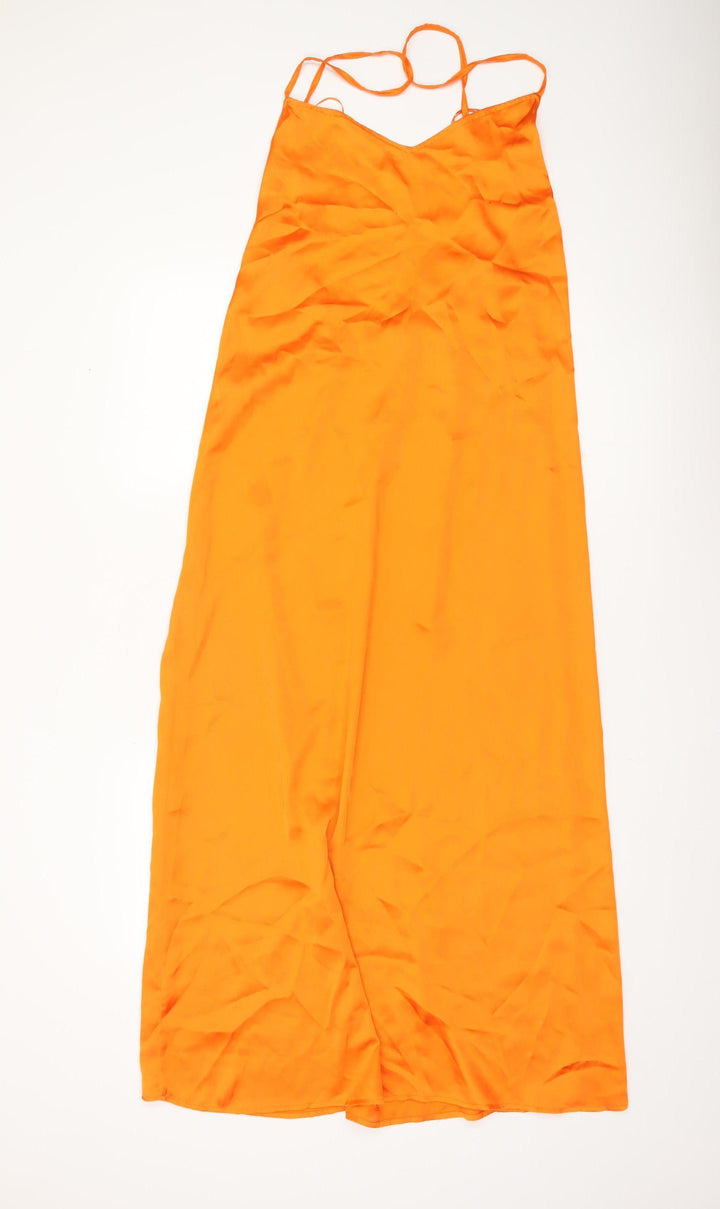 Stradivarius Women’s Orange Size 12 Slip Midi Dress Summer Party