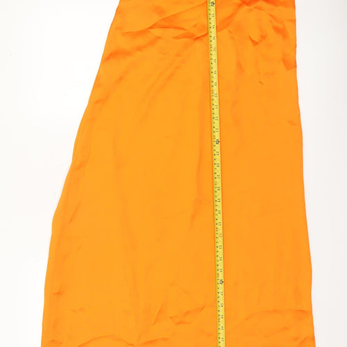 Stradivarius Women’s Orange Size 12 Slip Midi Dress Summer Party