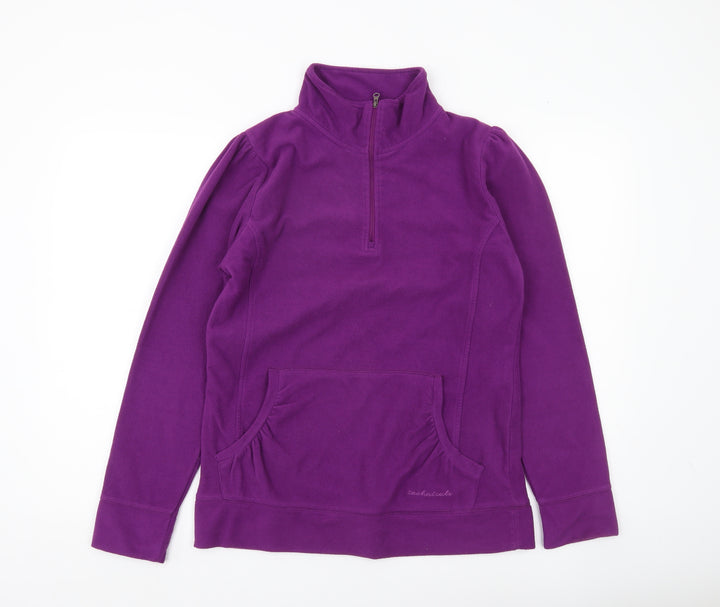 Technicals Womens Purple Fleece Sweatshirt UK 12 1/2 Zip Pullover