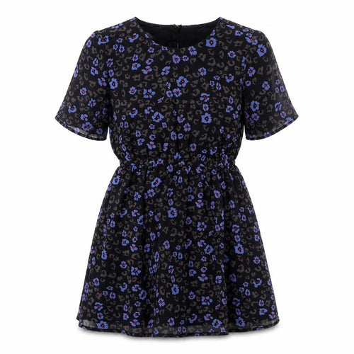 Pins and Needles Women’s Black Skater Dress M Short Sleeve Animal Print