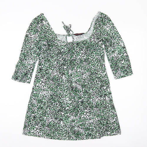 Miss Selfridge Womens Green Animal Print Tunic Blouse Size 10