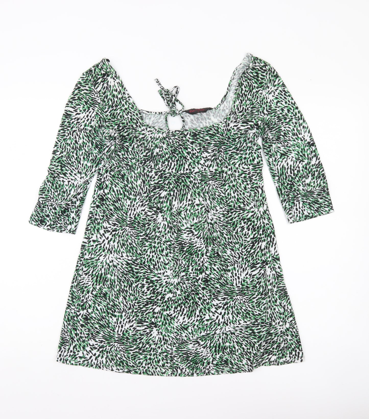 Miss Selfridge Womens Green Animal Print Tunic Blouse Size 10